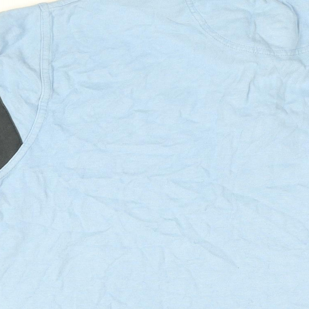 Boston Crew Mens Blue Cotton Polo Size L Collared Button
