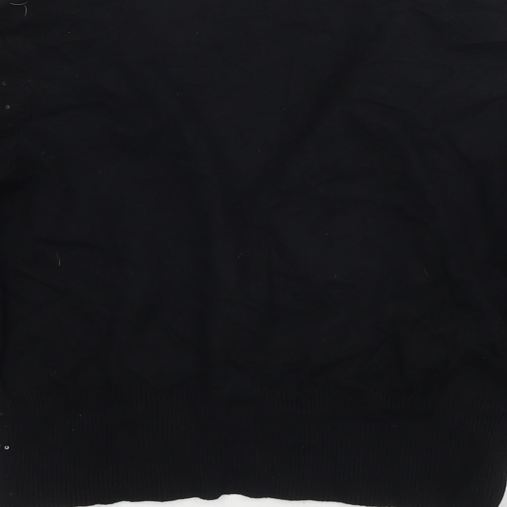 Sky Womens Black Round Neck Viscose Cardigan Jumper Size M
