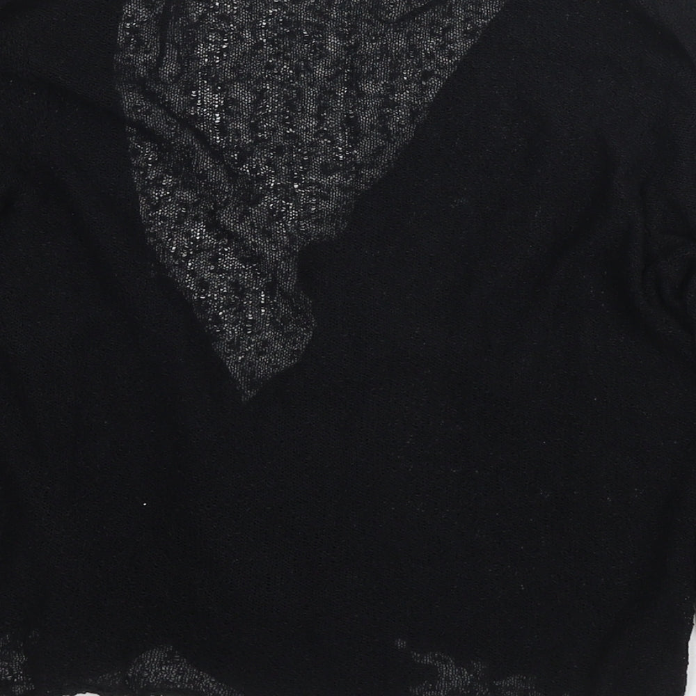 Stock Shop Womens Black V-Neck Polyester Cardigan Jumper Size M