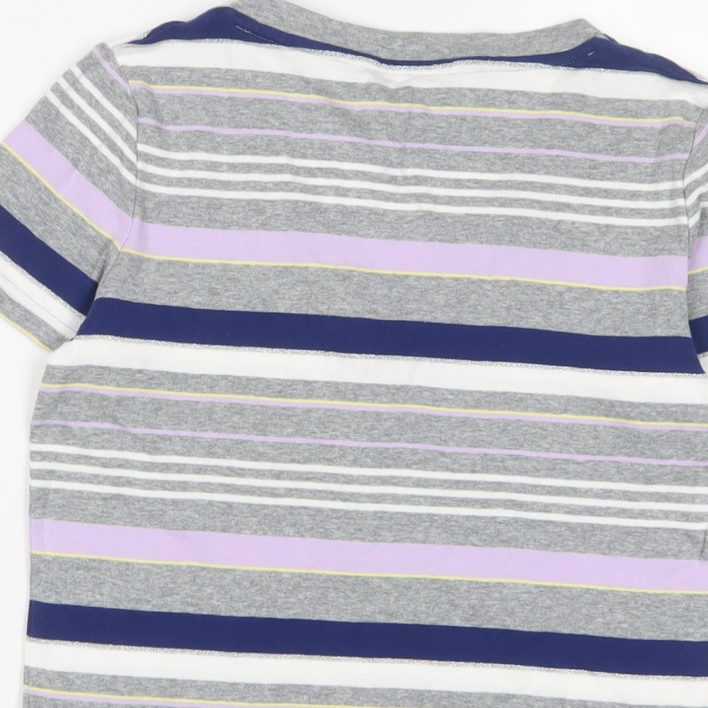 Maine Womens Multicoloured Striped Cotton Basic T-Shirt Size 10 V-Neck