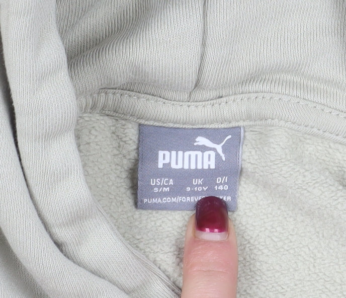 Puma Beige Girls Pullover Hoodie 9-10 Years with Logo