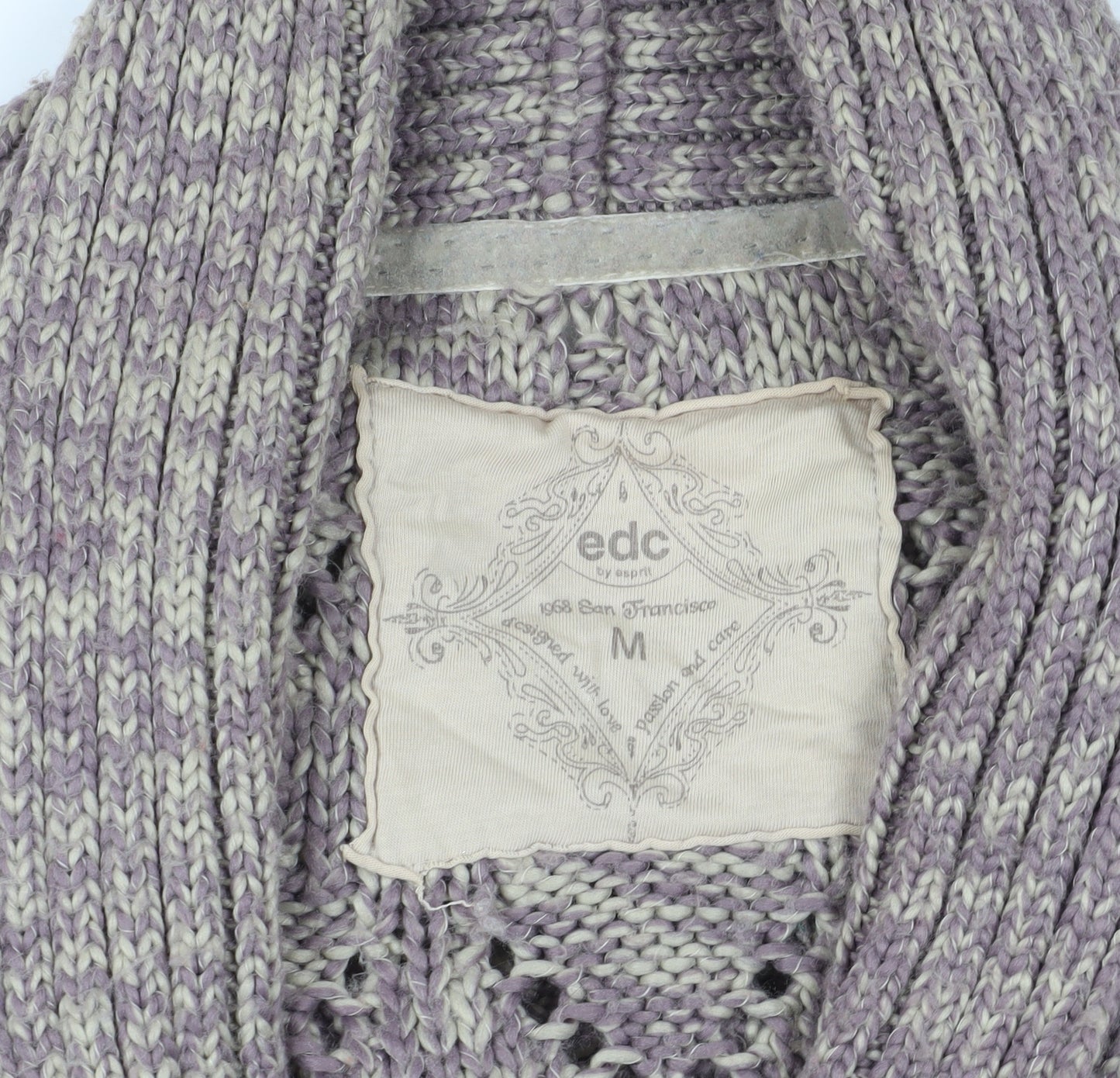 Esprit Grey Wool Cardigan Medium Open-Knit