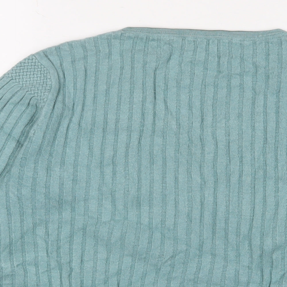 Cc Womens Blue V-Neck Viscose Pullover Jumper Size XL - Embroidered