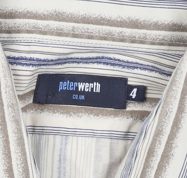 Peter Werth Men's Beige Striped Shirt L