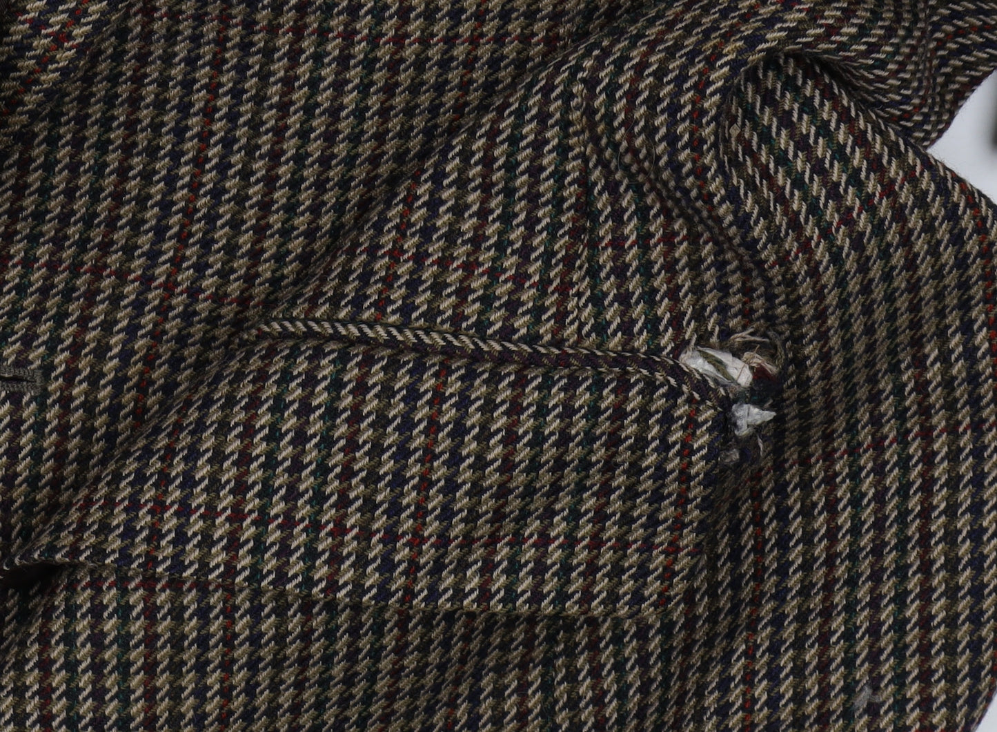 St Michael Men's Beige Check Blazer 40R Wool