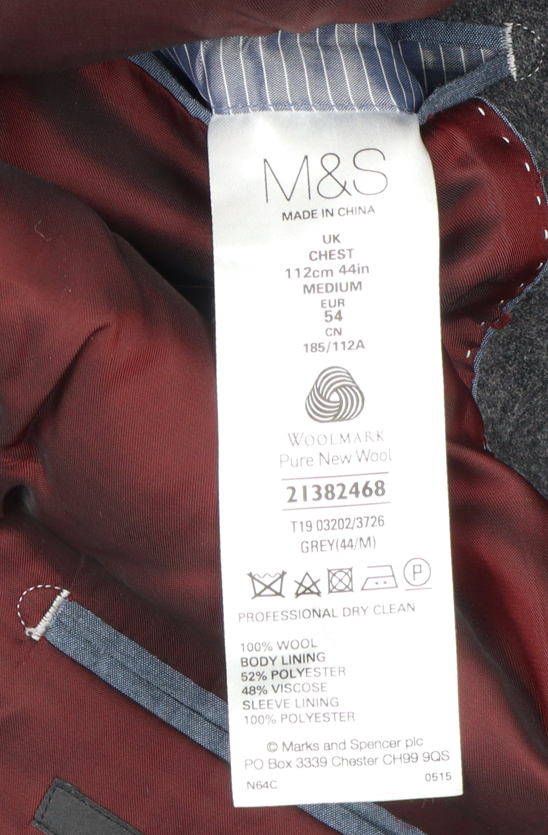 Marks and Spencer Grey Wool Men's Blazer Size 44
