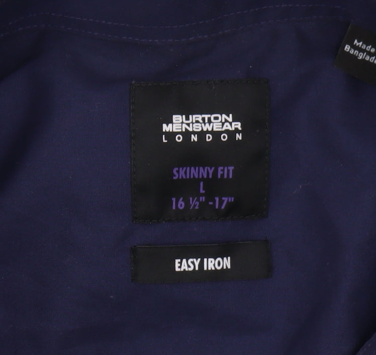 Burton Menswear London Men's Slim Fit Blue Shirt