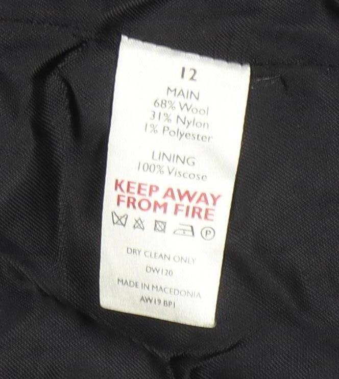 The White Company Women's Black Wool Coat, Size 12