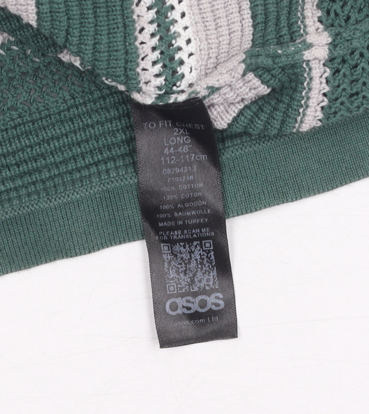 ASOS Women's Green Striped Crew Neck Jumper 2XL Tall