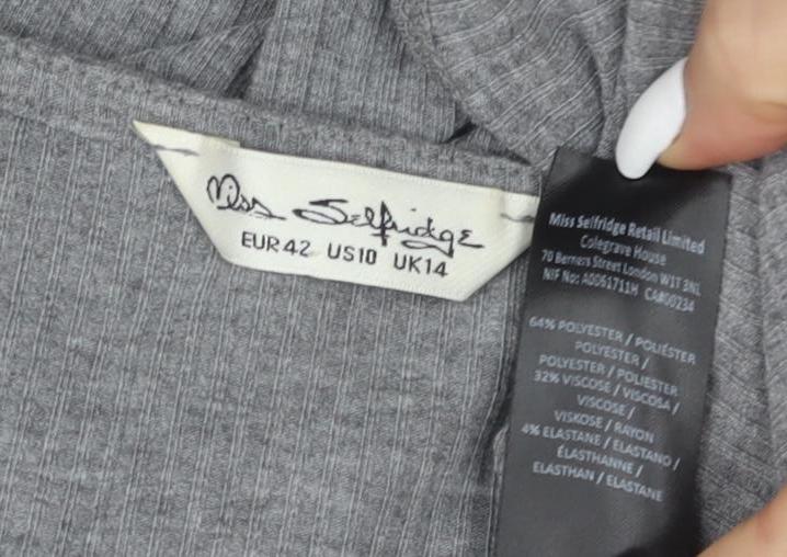 Marks and Spencer Grey V-Neck Jersey Blouse - Size 14
