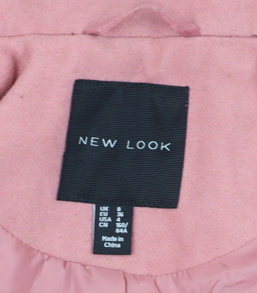 New Look Women's Pink Long Overcoat Size 6