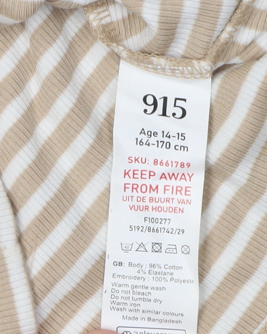 New Look Girls Beige Stripe Tank Top Age 14-15