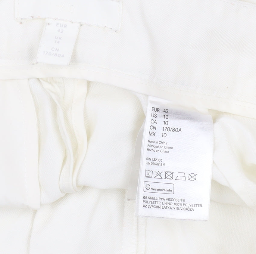 Ivory Wide-Leg Women's Trousers Size 14
