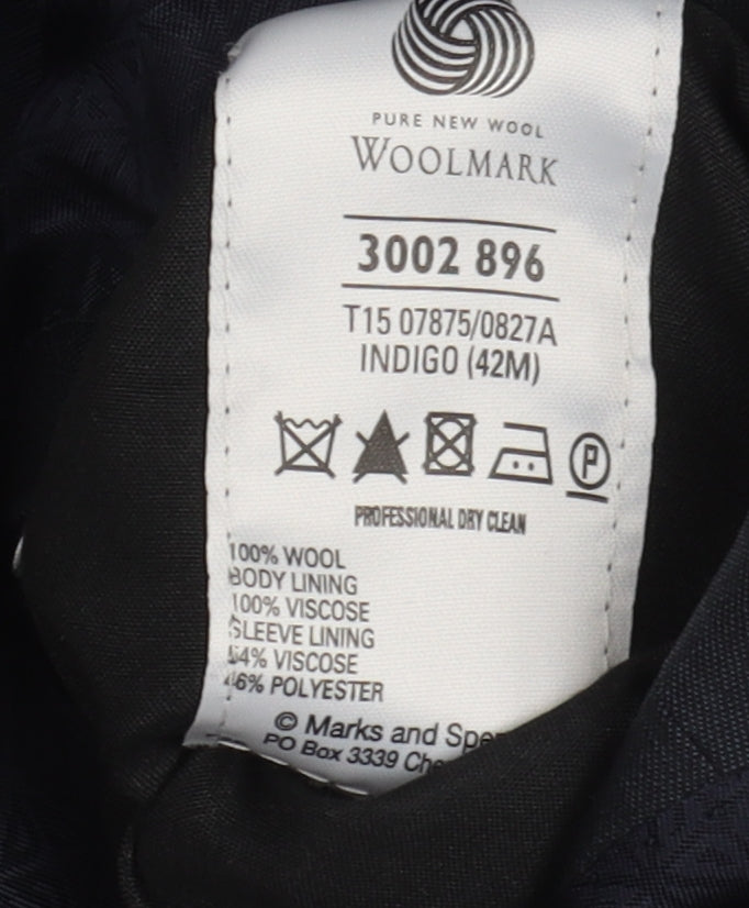 Marks and Spencer Men’s Blue Wool Blazer 42 Regular Fit