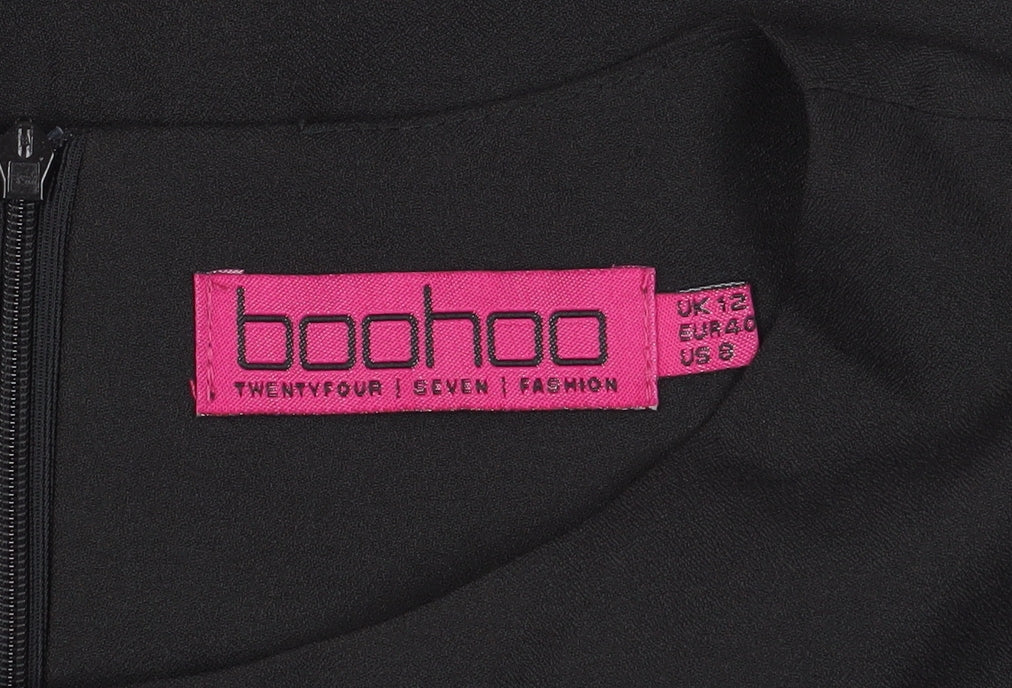 Boohoo Women's Black Sheer Sleeve Shift Dress 12