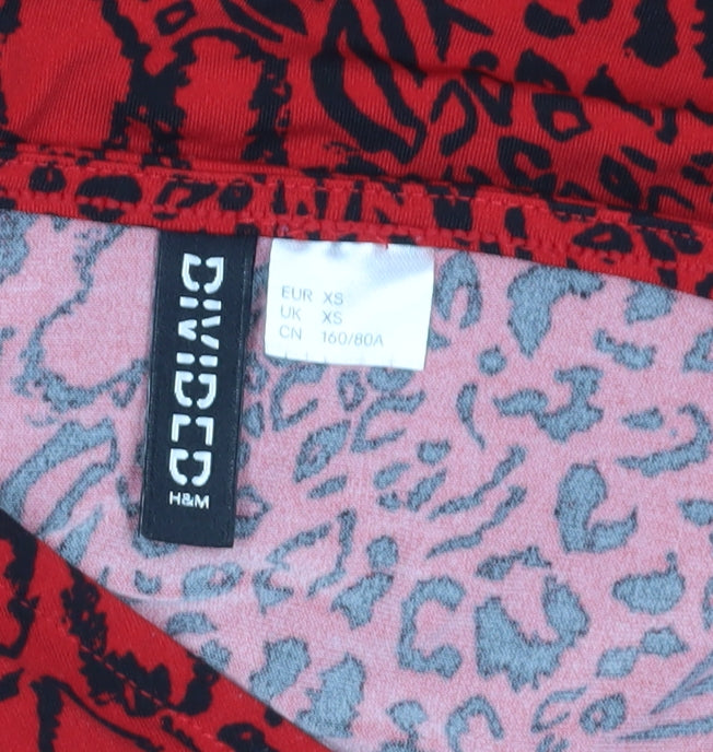 H&M Women's Red Animal Print Slip Dress, XS