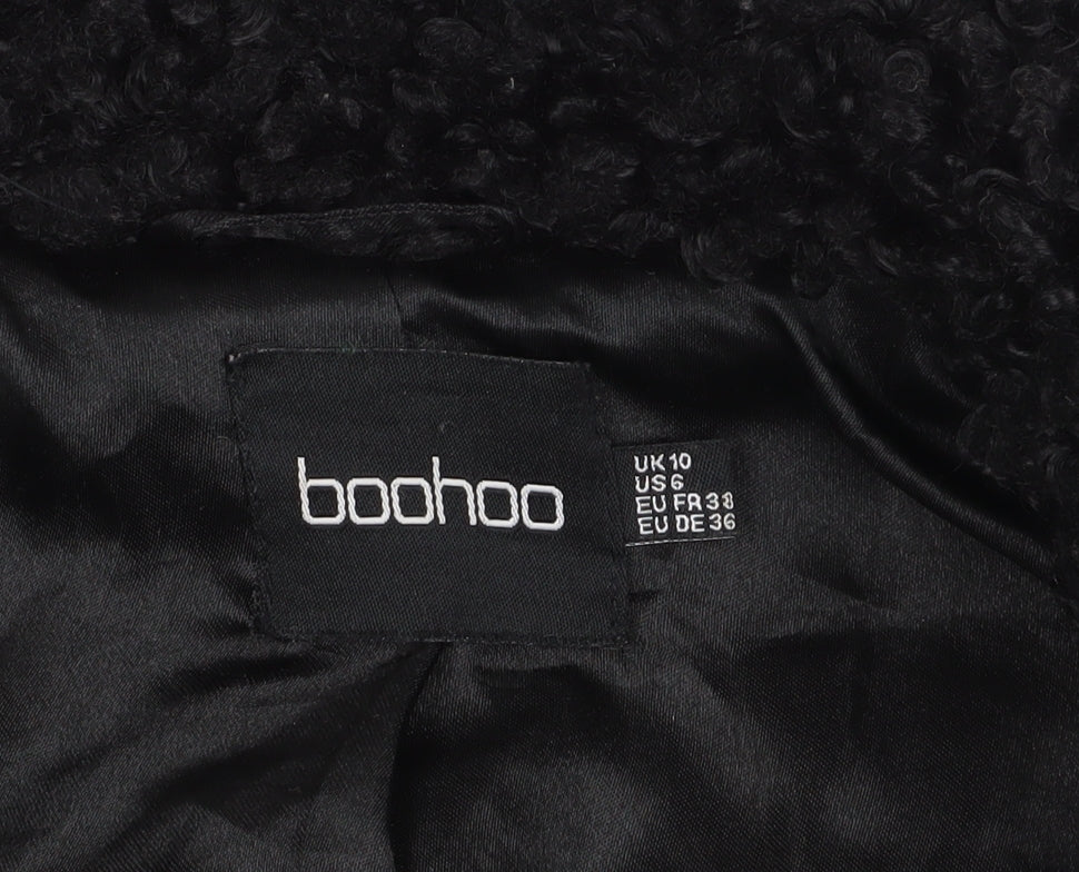Boohoo Women's Black Biker Jacket Size 10, Winter Classic