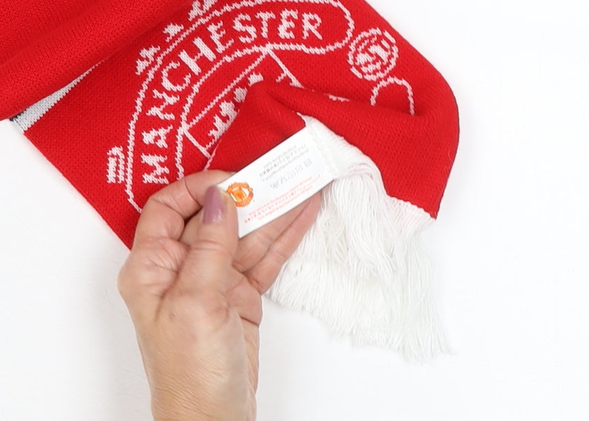 Manchester United Red Men's Sports Knit Scarf with Fringe