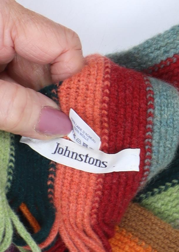 Johnstons Men's Multicoloured Lambswool Striped Scarf