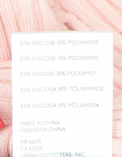 Kimchi Blue Women's Pink Cropped Knit Bow Blouse Small