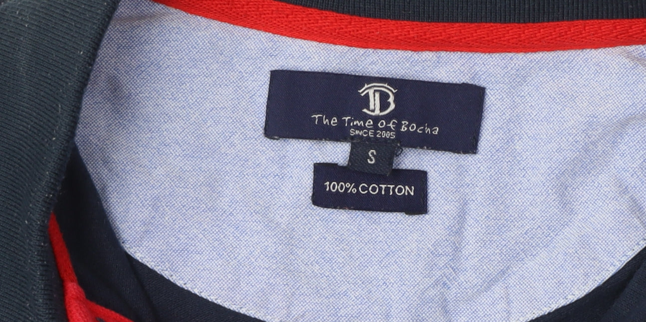 The Time Of Bocha Men's Blue Anchor Polo Shirt S