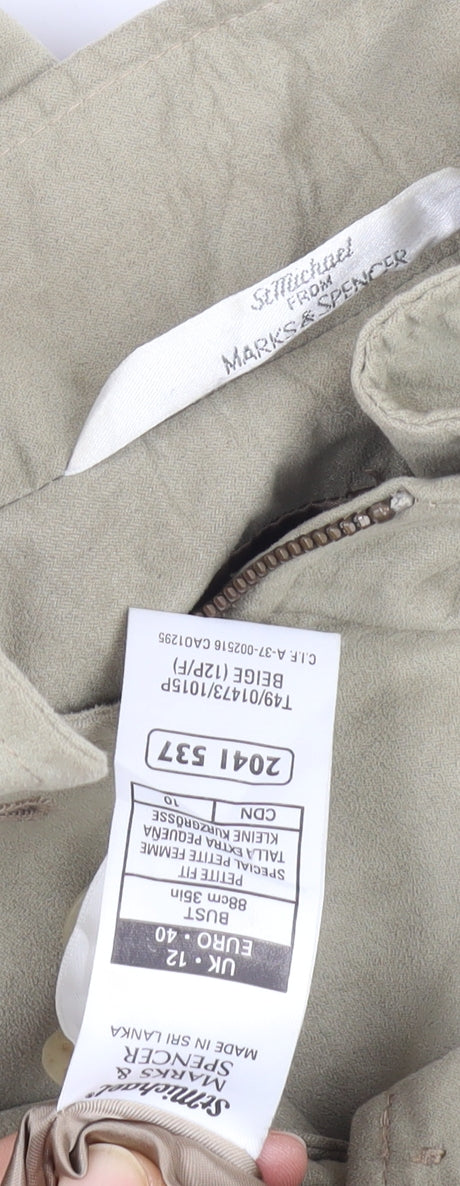 Vintage Marks and Spencer Beige Women's Mid-Length Coat