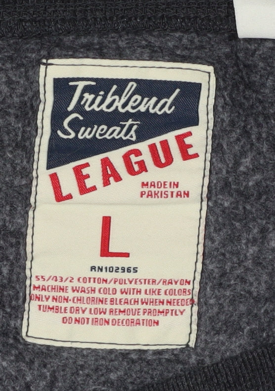 League Men's Black Pullover Sweatshirt L College