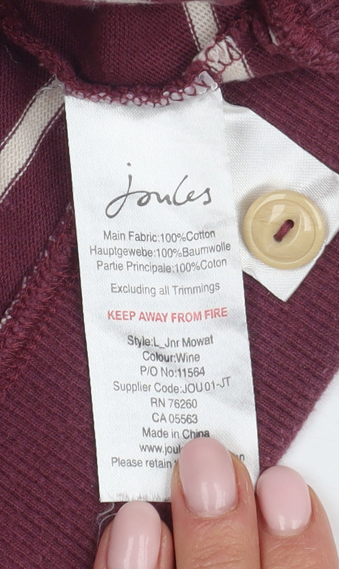 Joules Boys Wine Striped Henley Hoodie, Size 8 Years