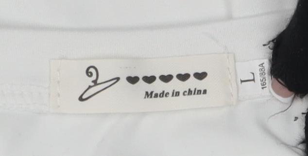White Unisex Adults Basic T-Shirt L Round Neck