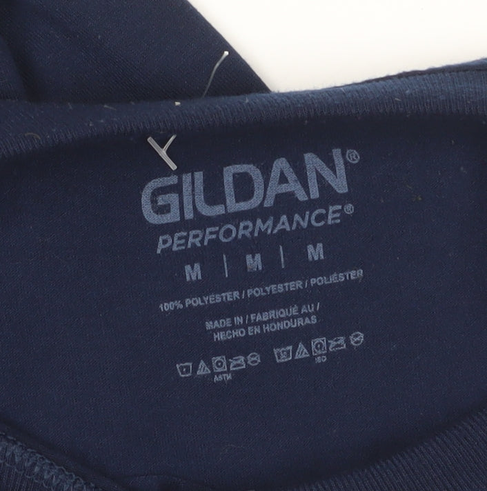 Gildan Men's Blue Graphic Print Performance T-Shirt M