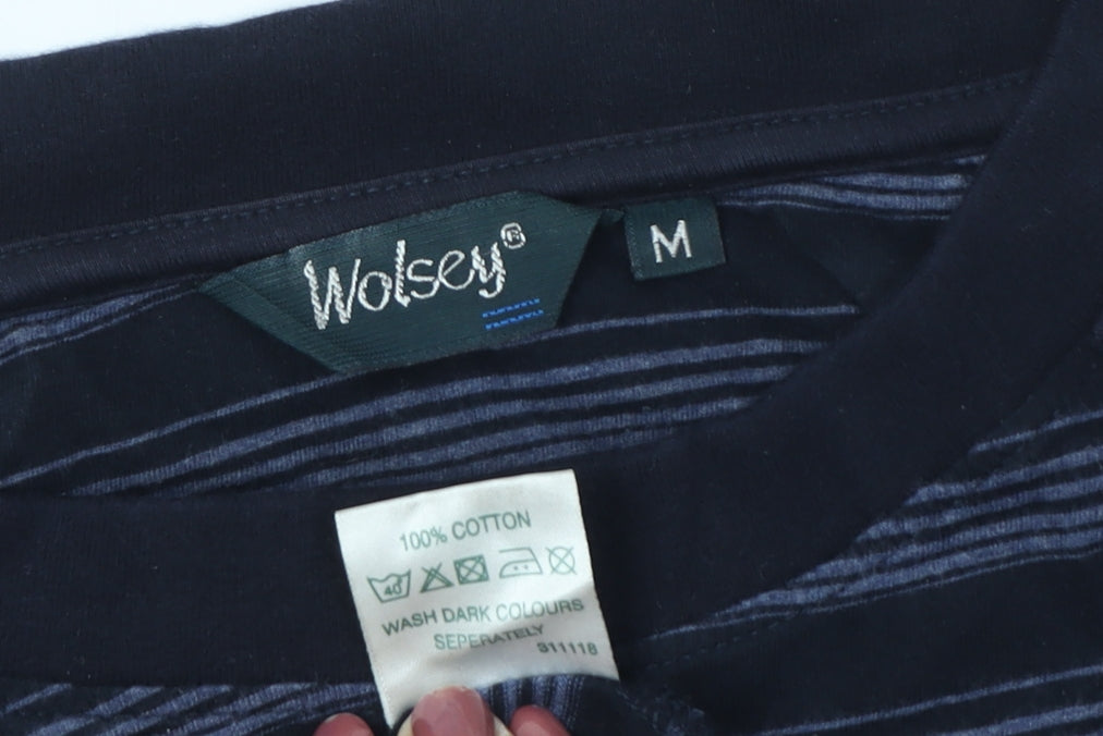 Wolsey Men's Black Striped Short Sleeve T-Shirt M