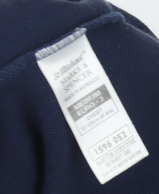 Marks and Spencer Men's Blue V-Neck Pullover Sweatshirt M