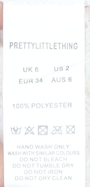 PrettyLittleThing Women's White Cropped Blouse - Size 6 Puff Sleeve