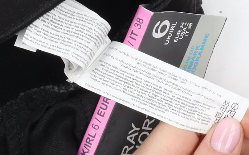 Primark Women's Black Cut-Off Denim Shorts Size 6