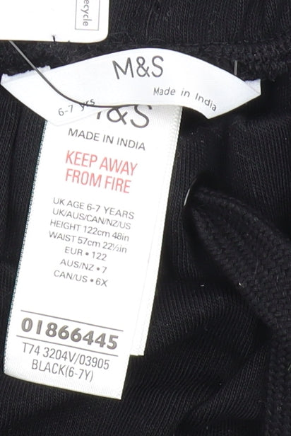 Marks and Spencer Girls Black Shorts 6-7 Years Aloha Theme