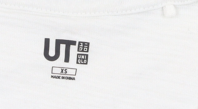 Uniqlo Unisex White T-Shirt XS Regular Crew Neck Light