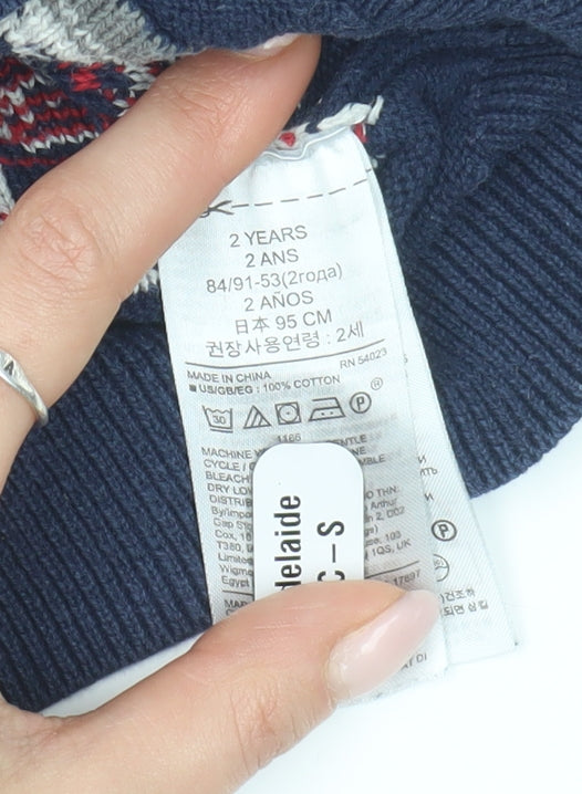 Gap Boys Blue Fire Truck Graphic Knit Jumper 2 Years