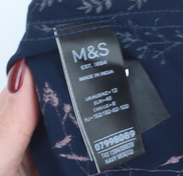 Marks and Spencer Women's Blue Floral Tunic Blouse Size 12