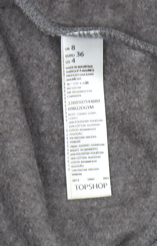 Topshop Women's Grey Full Zip Hoodie Size 8