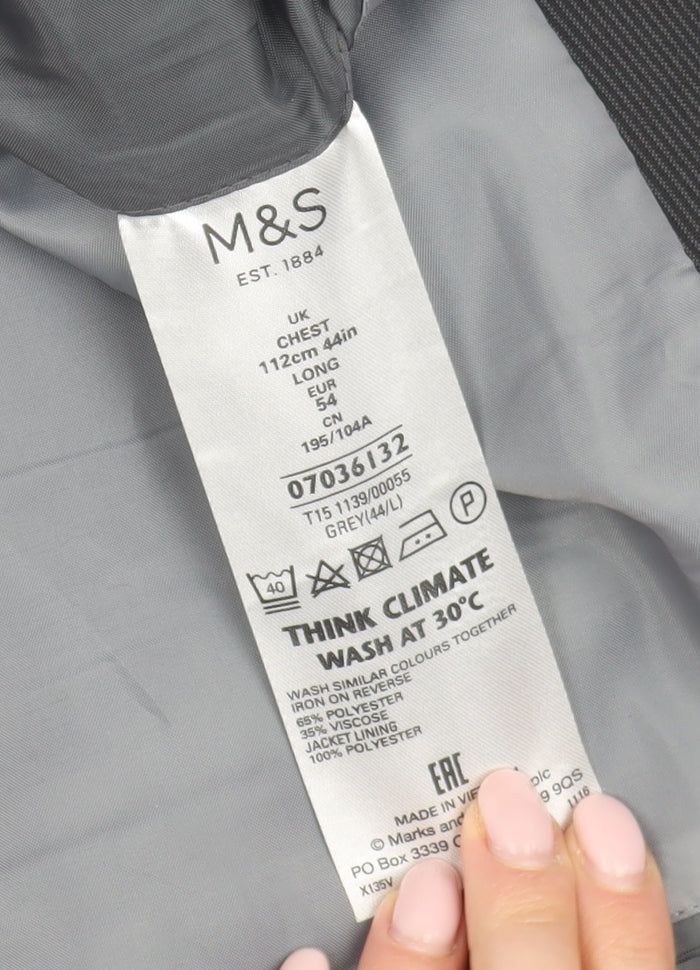 Marks and Spencer Men's Grey Suit Jacket 44 Regular