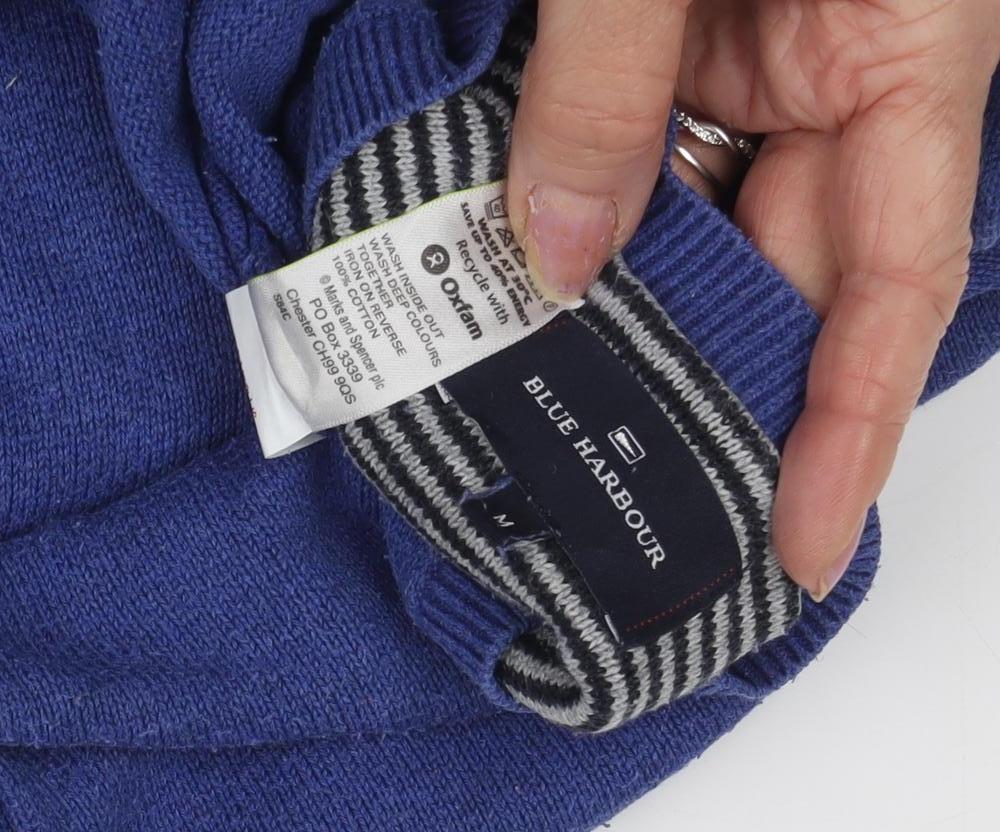 Blue Harbour Unisex Blue V-Neck Cotton Pullover Jumper M