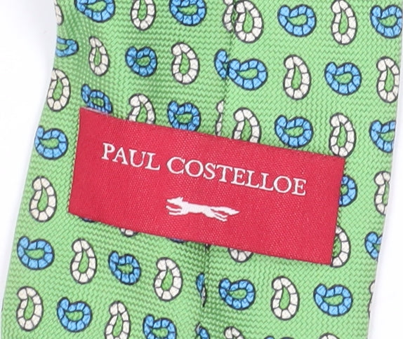 Paul Costelloe Men's Green Silk Geometric Tie
