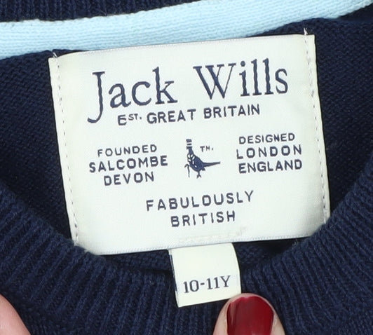 Jack Wills Boys Blue Crew Neck Pullover Jumper 10-11 Years