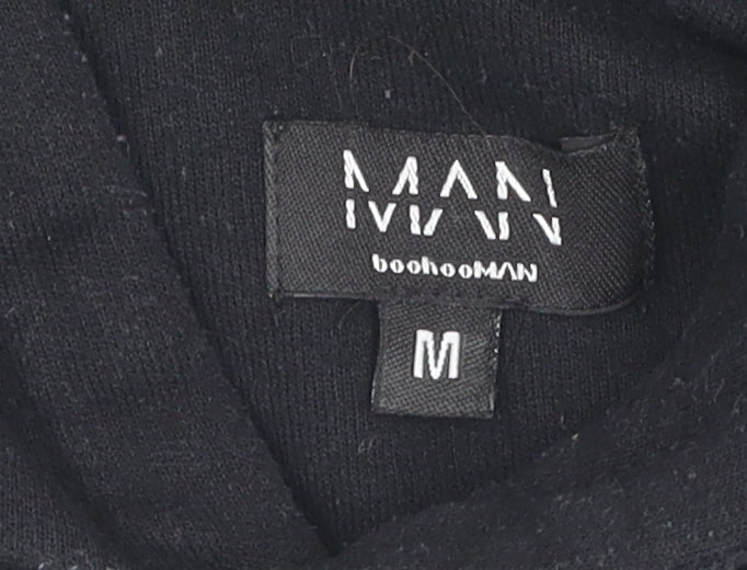boohooMAN Men's M Black Graphic Hoodie Pullover