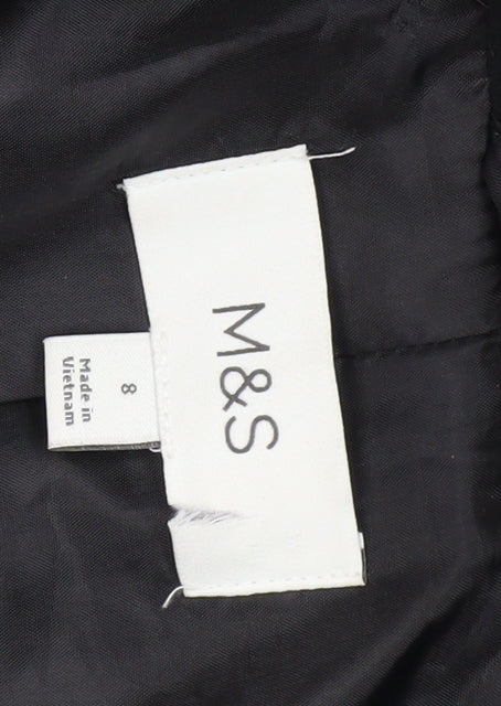 Marks and Spencer Women's Black Overcoat Size 8 - Classic Style