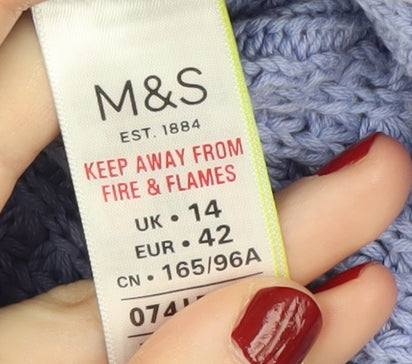 Marks and Spencer Women's Purple Cable-Knit Jumper Size 14