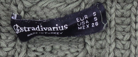 Stradivarius Women's Green Cardigan, Size S, Chunky-Knit