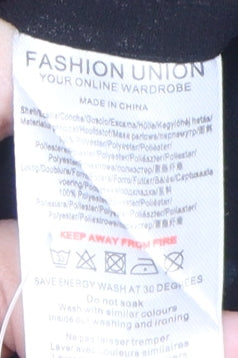 Fashion Union Women's Petite Black Blue Geometric Pencil Skirt