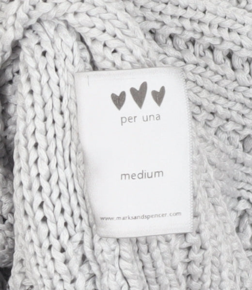 Marks and Spencer Women's Grey Cardigan M Chunky-Knit
