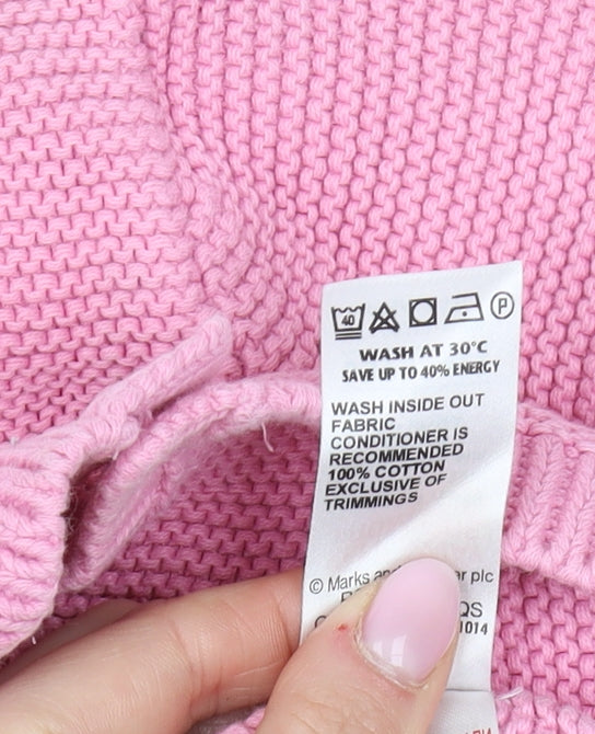 Marks and Spencer Girls Pink Cardigan 3-4 Years Cotton